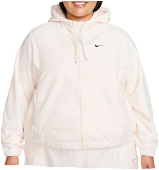 Nike Therma-FIT One Women’s Oversized Full-Zip Fleece Hoodie (Plus Size) Pale Ivory/Black FB5640-110 SIZE XL