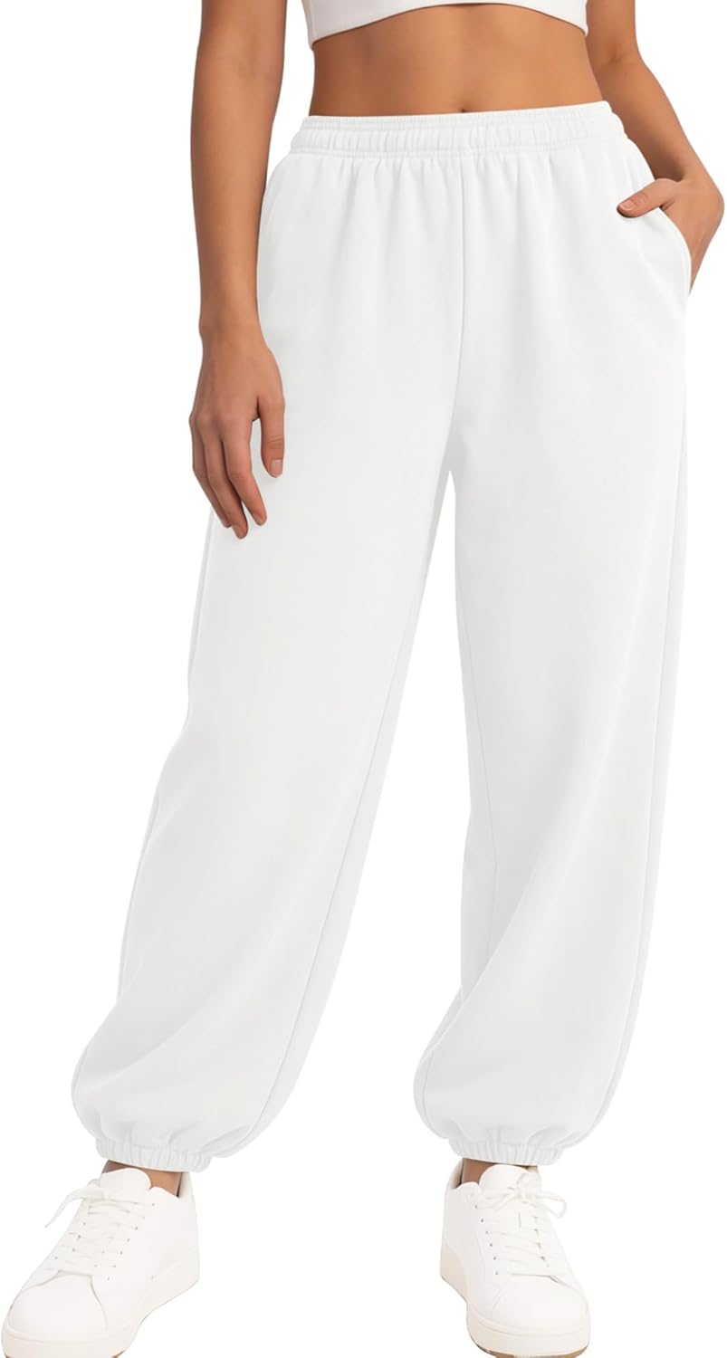 LOMON Sweatpants Women Fleece Joggers Wide Leg Sweat Pants Baggy Gym Sweatpant Winter Spring Drawstring Clothes with Pockets