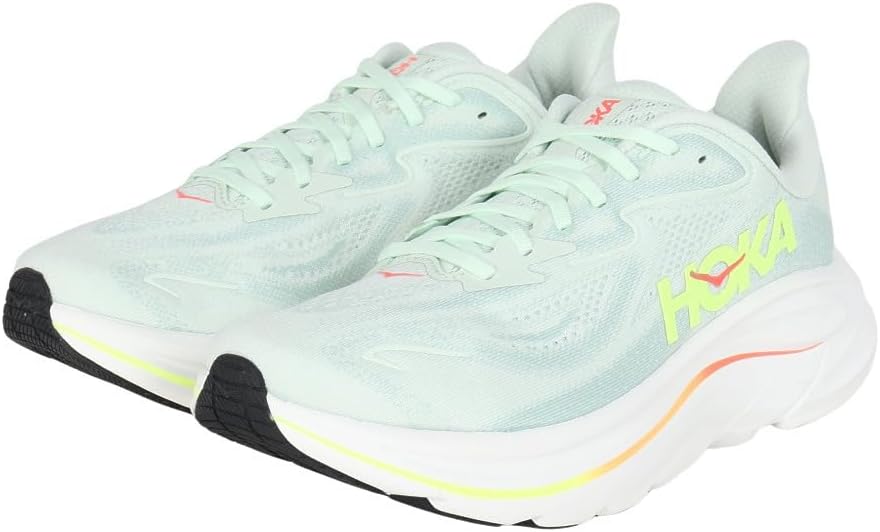 Hoka Women’s Clifton 10 Sea Glass/Neon Flame 7.5 Wide