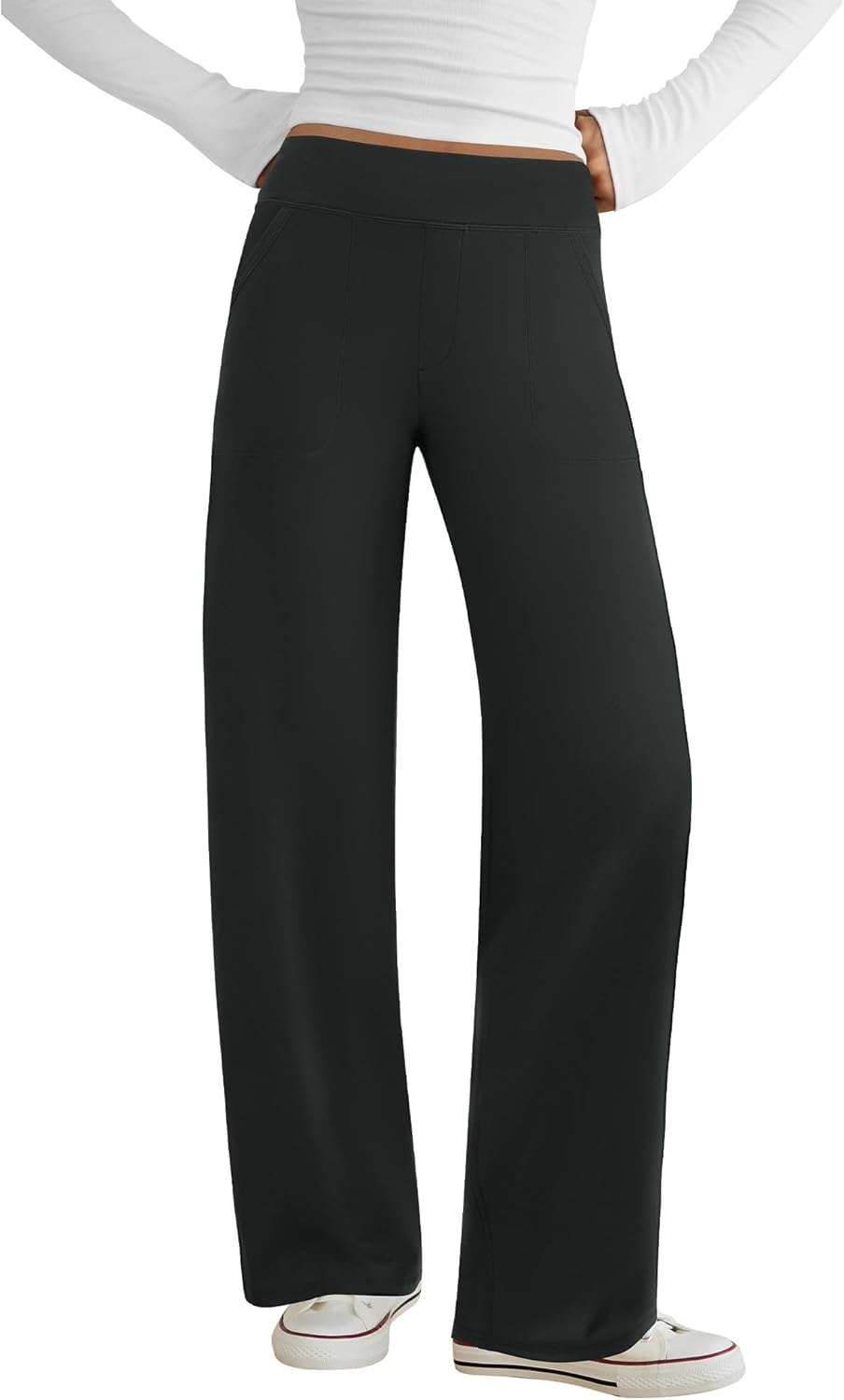 COPYLEAF Wide Leg Pants Woman Yoga Pants with Pockets Stretch Dress Work Pants Casual Lounge Sweatpants