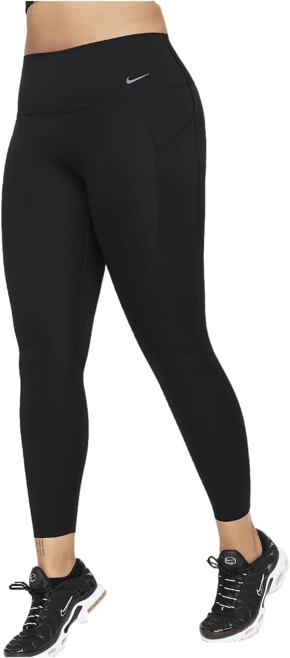 Nike Universa Women’s Medium-Support High-Waisted 7/8 Leggings with Pockets (DQ5897-010, Black/Black) Size XX-Small