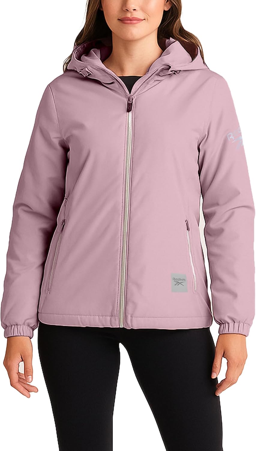 Reebok Womens Windbreaker Jacket – Lightweight Wind Water Resistant Insulated Zip Up Jackets for Women with Pockets & Hood
