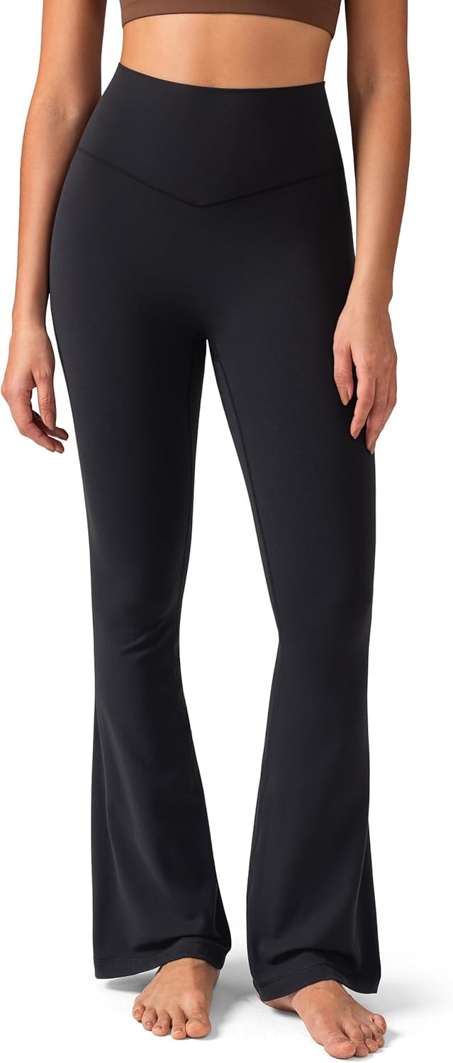 Colorfulkoala No Front Seam Flare Leggings Dreamlux High-Waisted Workout Yoga Pants for Women 27.5″/ 29.5″/ 31.5″ Inseam