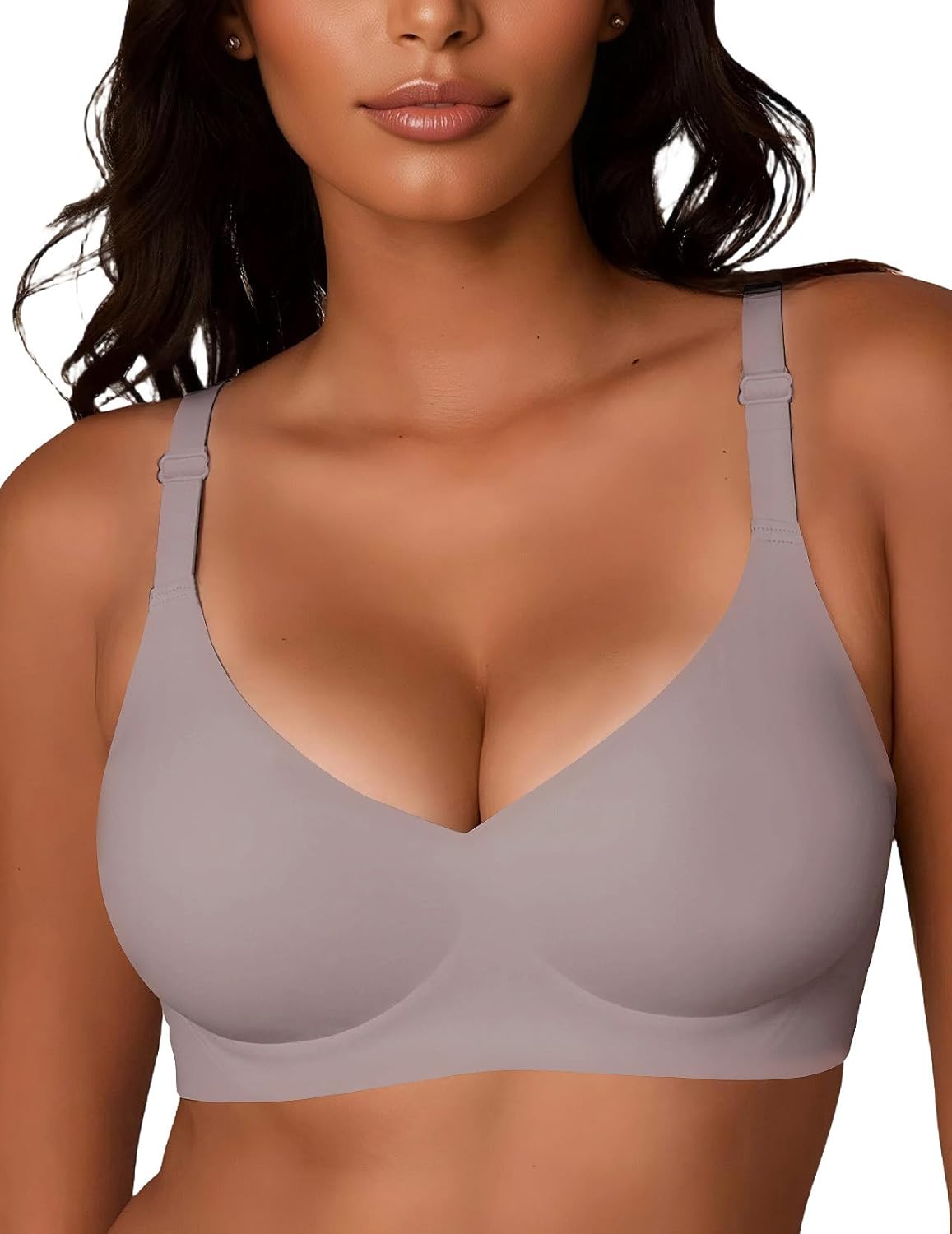 JOYTREE Silky Bras for Women No Underwire V Neck Bralettes for Women Cloud Feel Everyday T Shirt Bra with Extender