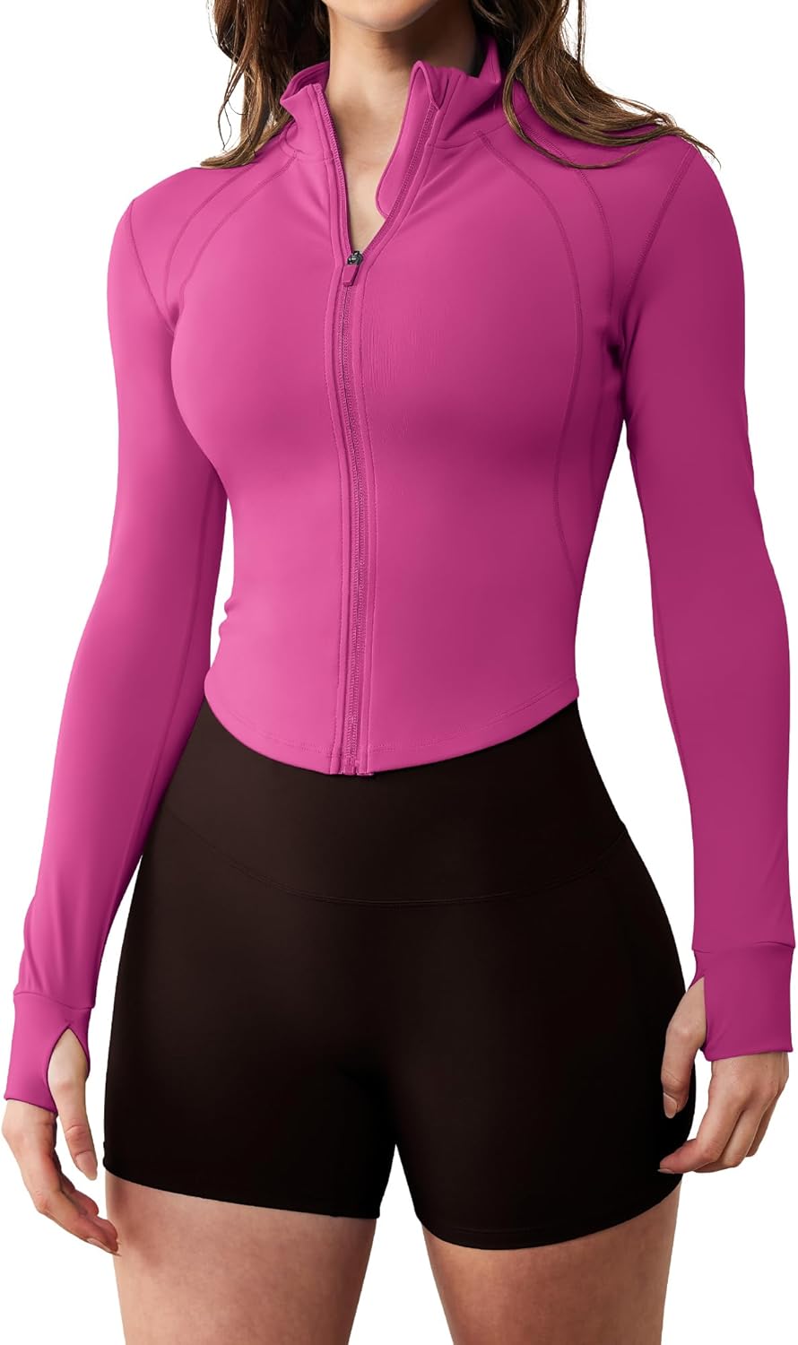 GYM RAINBOW Womens Zip Up Athletic Jacket Lightweight Contour Fit Gym Fitness Workout Jackets with Thumb Holes