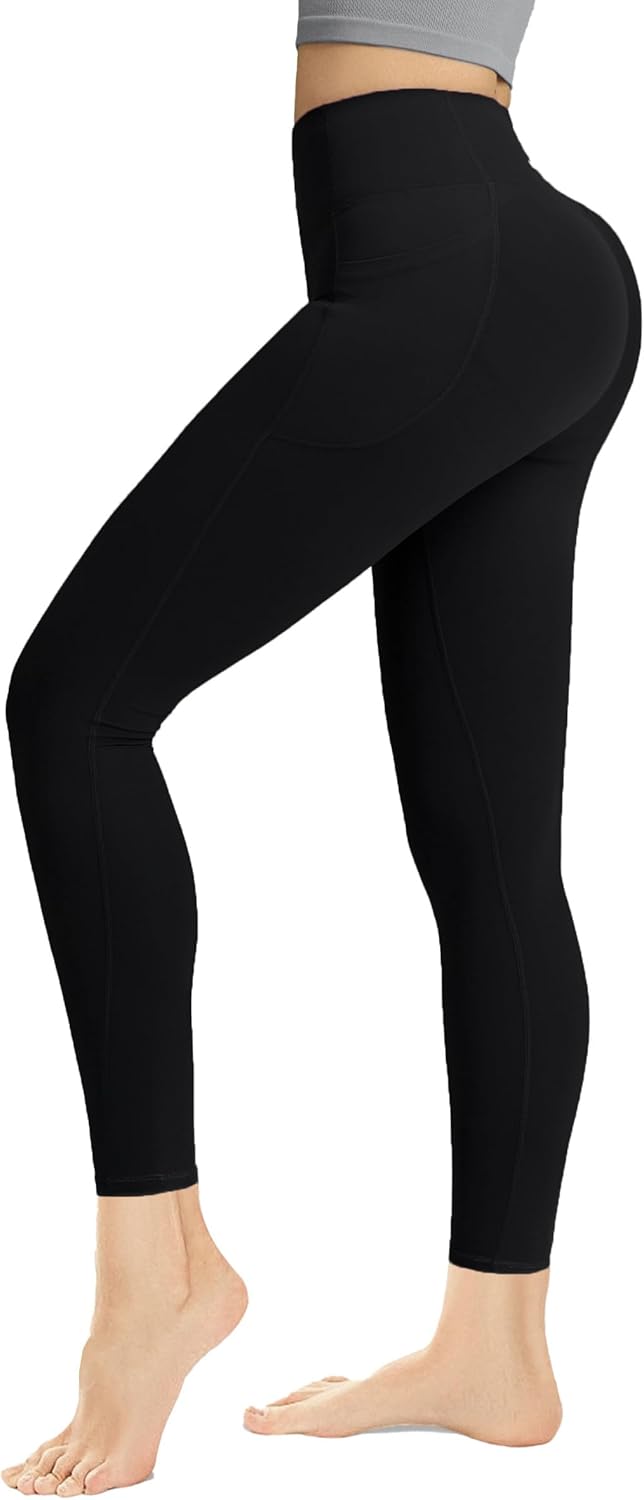 Butt Lifting Leggings with Pocket for Women 25″ High Waisted Tummy Control Squat-Proof Compression Womens Leggings