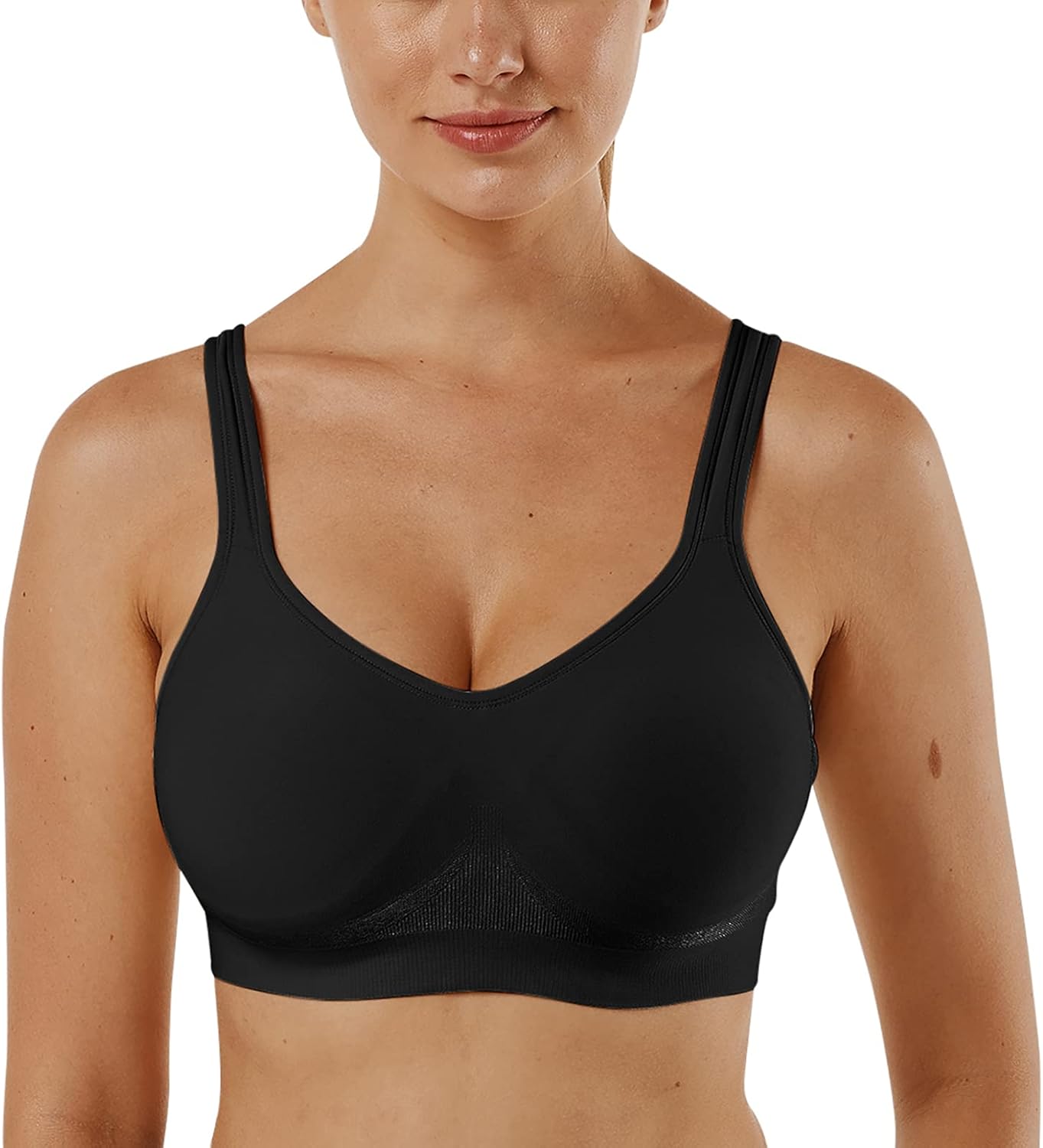 Vertvie Women’s Wirefree Bras Seamless Full Coverage Plus Size Sports Bra for Sleeping Yoga Workout Everyday Wear Bralette