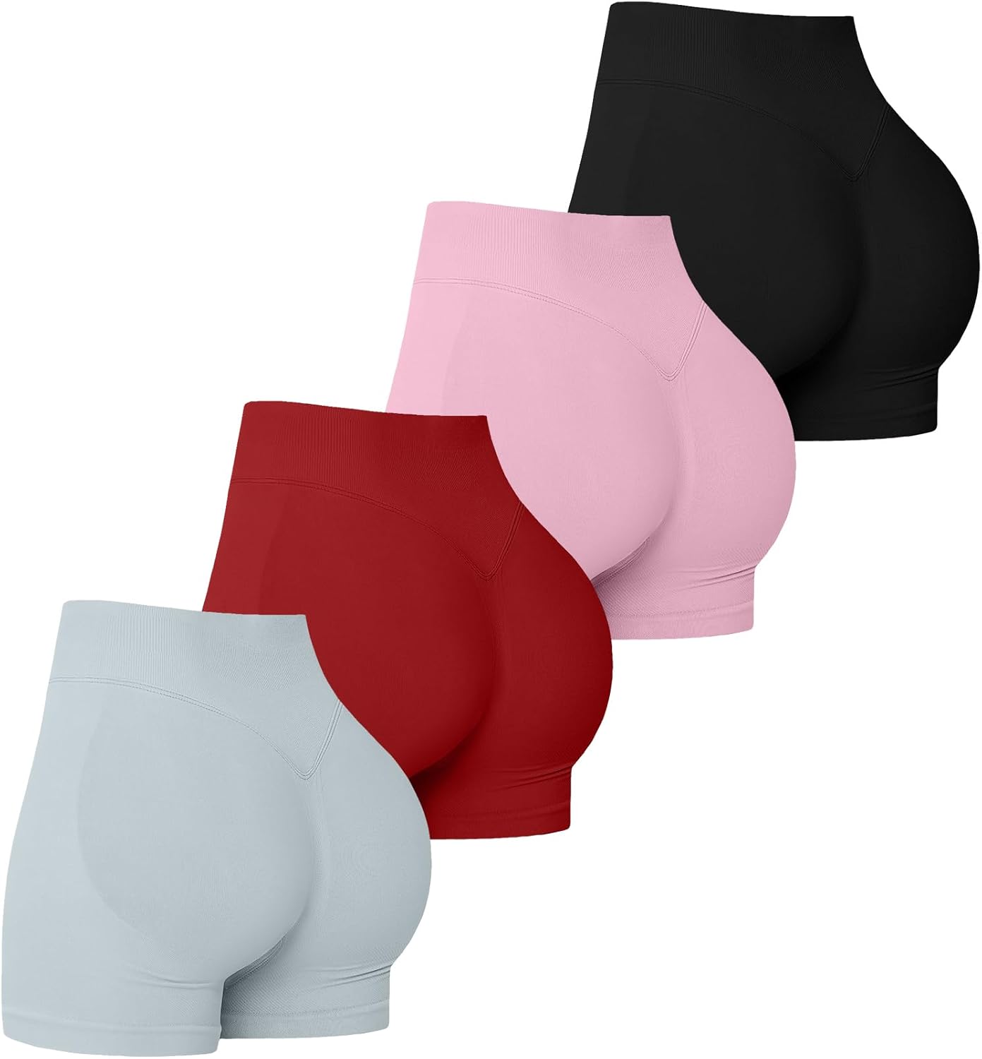 4 Pack Women Workout Gym Impact Shorts Seamless Scrunch Butt Lifting Gym Yoga Shorts