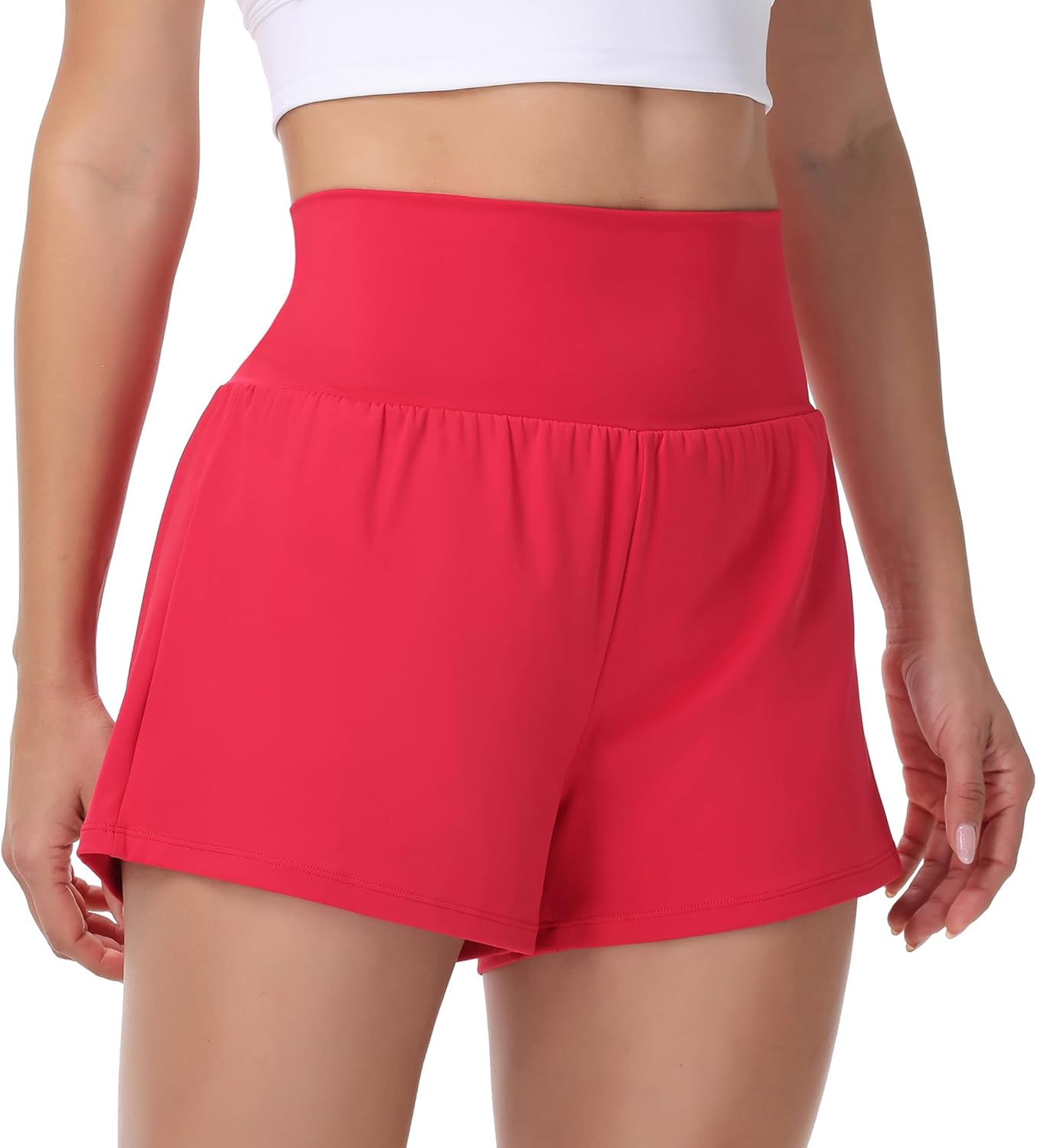 Blaosn Flowy Running Shorts Women Workout Athletic Gym Yoga High Waisted with Pockets Cute Sweat Short Pants Casual Summer