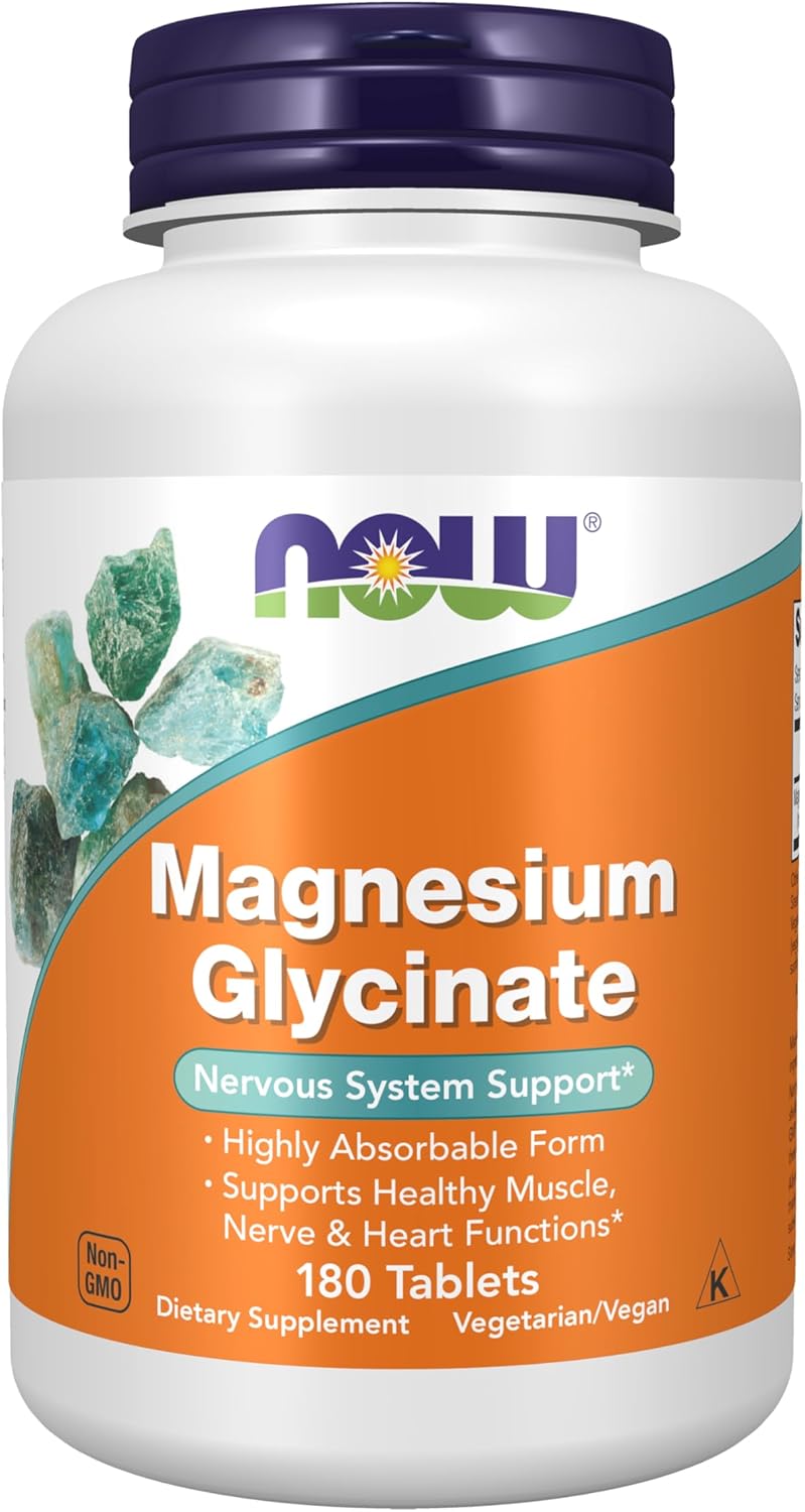 NOW Foods Supplements, Magnesium Glycinate 100 mg, Highly Absorbable Form, 180 Tablets