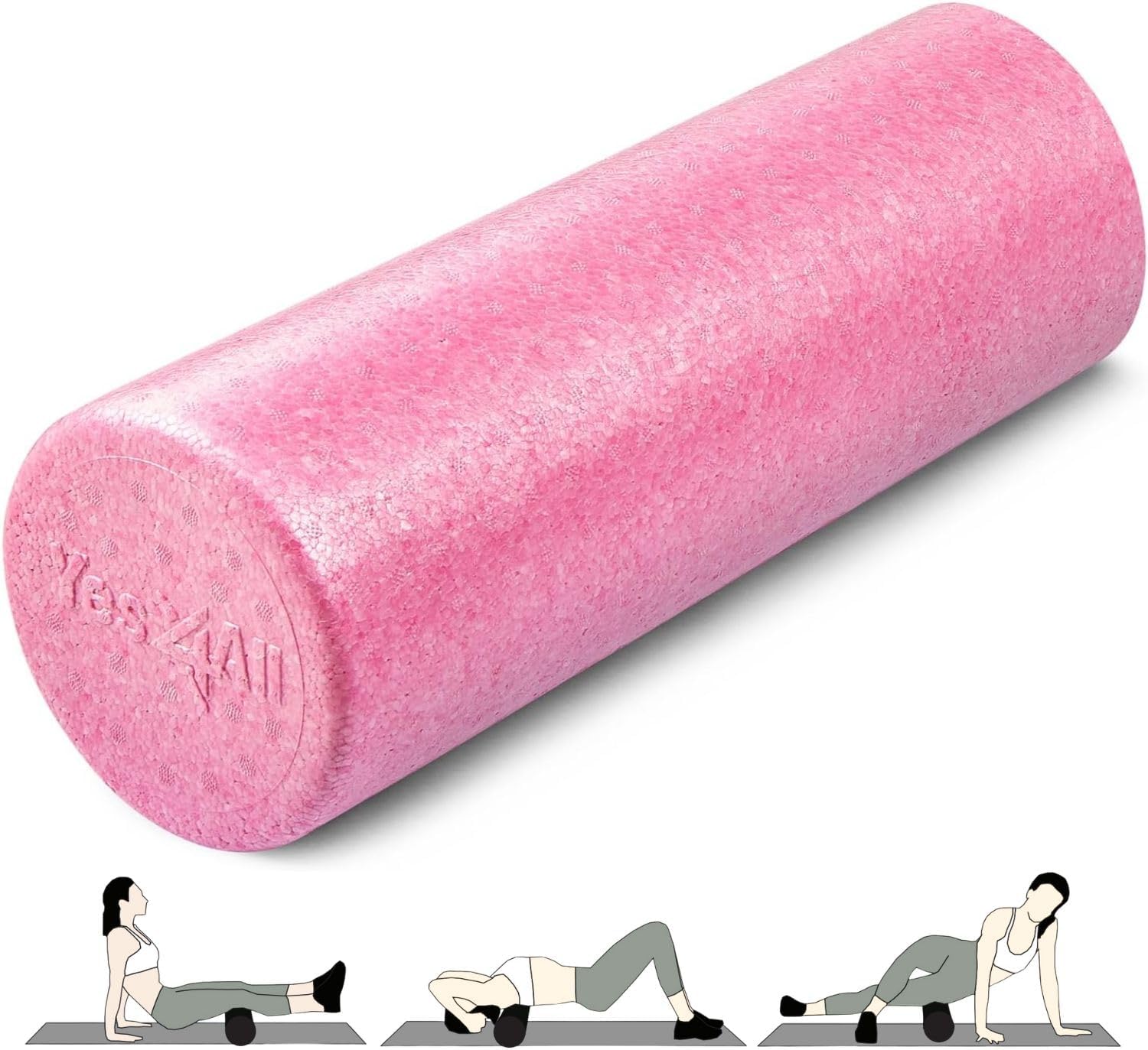 Yes4All High-Density EPP Round Back Roller Foam, Exercise Foam Roller for Yoga, Pilates & Stretching – 12, 18, 24, 36 inch