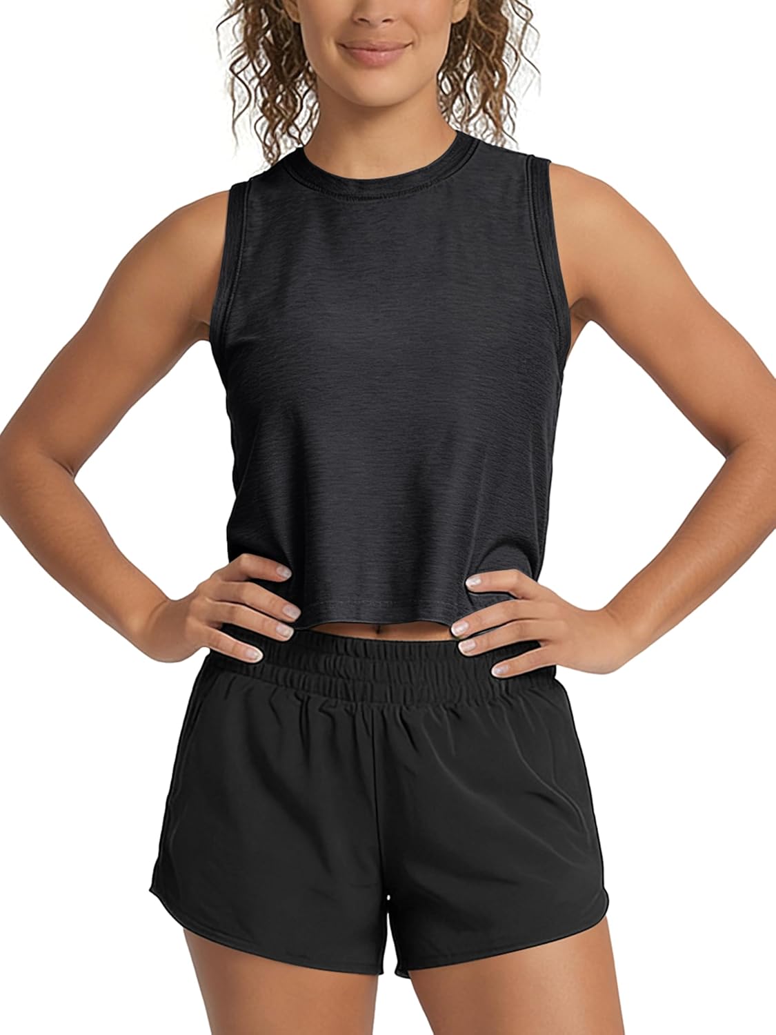 ODODOS Women’s Performance Tank Ultra Soft odSTRATUM Tech Sleeveless Tee Shirts High Crew Neck Pullover Top