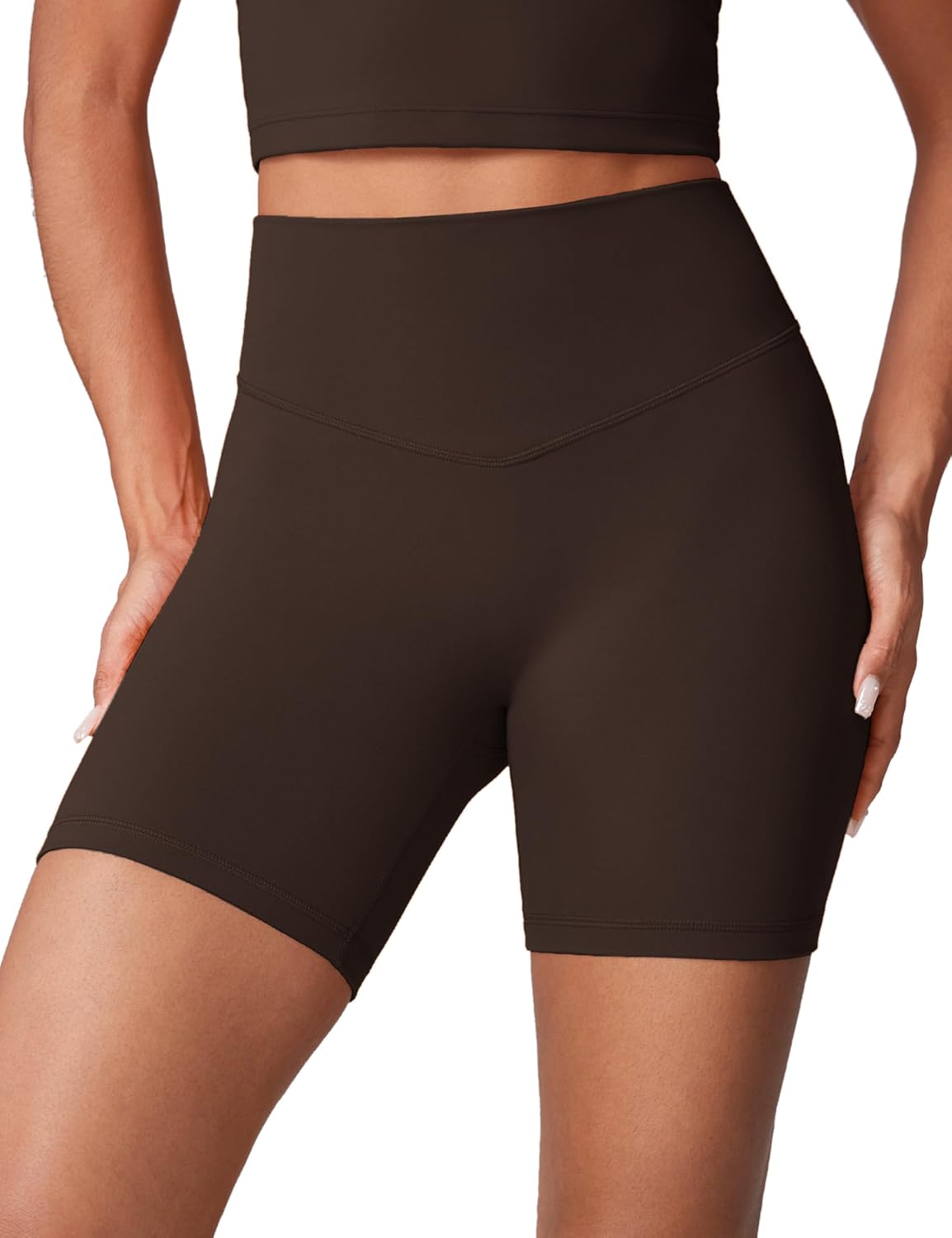 UNISSU Hugcurve No Front Seam High Waisted Workout Biker Shorts for Women 6 Inches Tummy Control Buttery Soft Yoga Pants Gym
