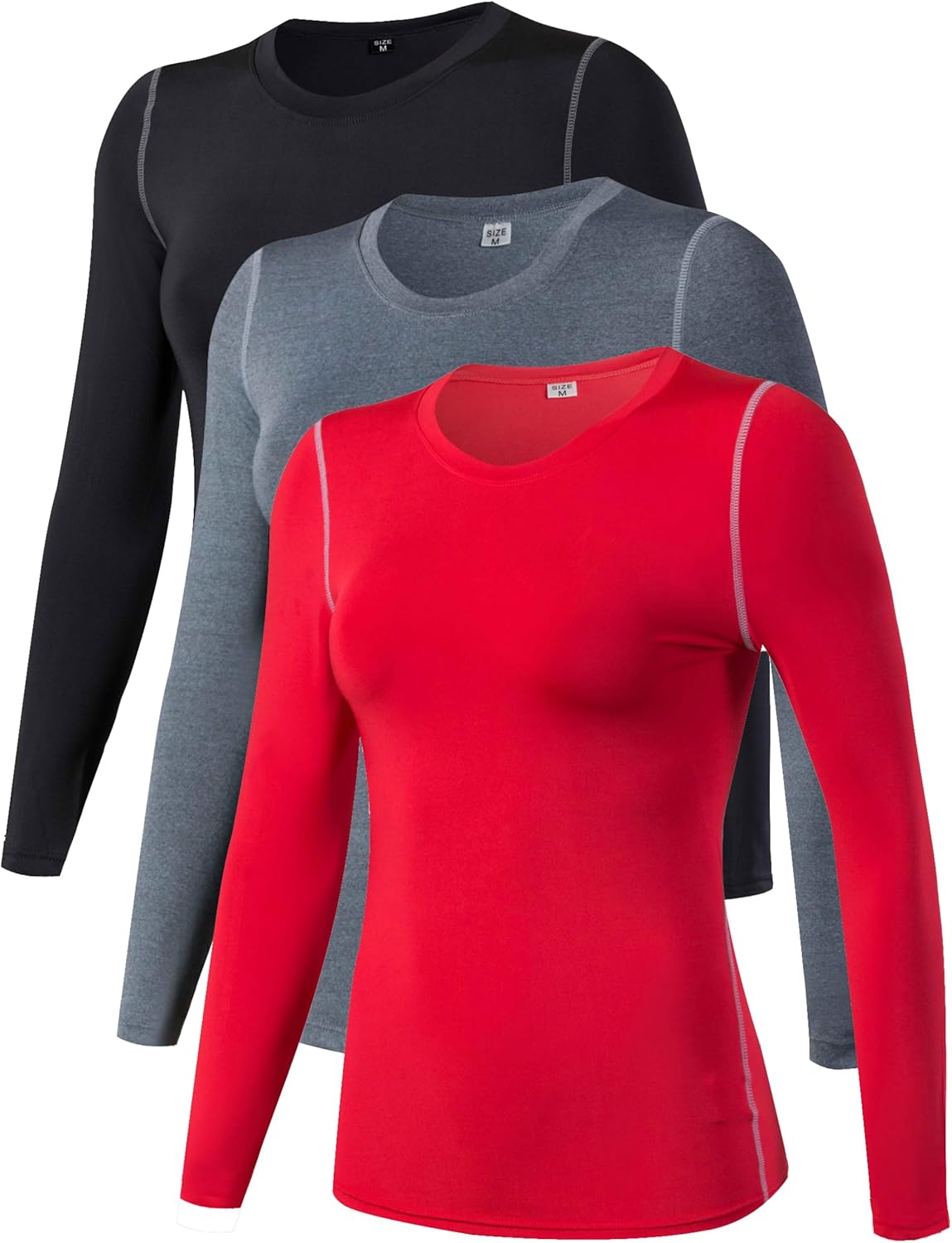 TAISIM Women’s Dry Fit Compression Shirts Moisture Wicking Long Sleeve Base Layer for Workout, Running, Yoga,Cold Weather