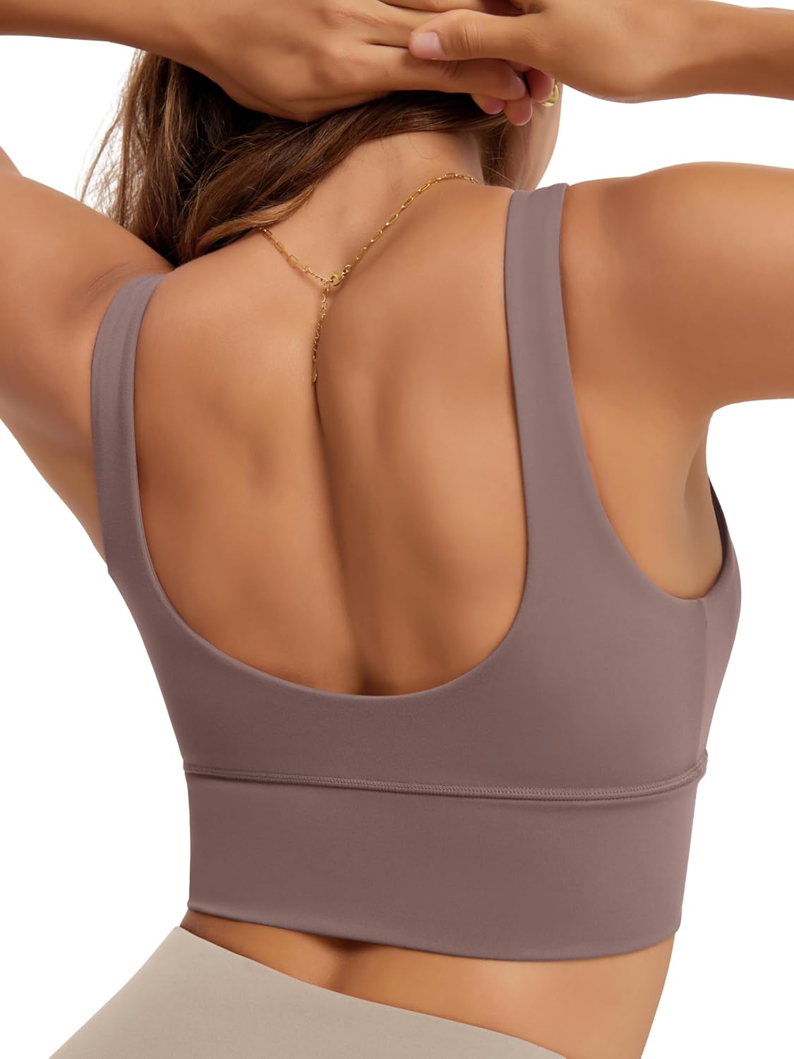 ODODOS Women’s Longline U-Back Sports Bra V-Neck Padded Yoga Workout Wirefree Tank Top