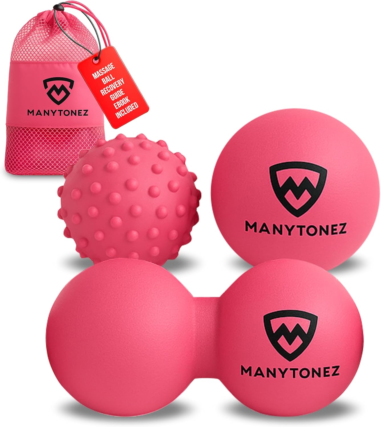 Hard Massage Ball Set – Lacrosse, Peanut, Spiky Ball (Medium Firm) with Carry Bag & eBook Guides – for Trigger Point, Muscle Physical Therapy, Myofascial Release, Deep Tissue Pressure