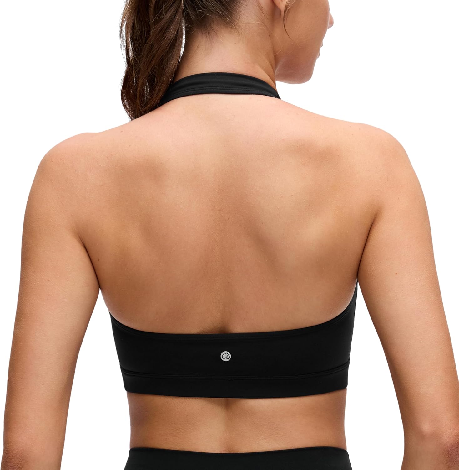 CRZ YOGA Butterluxe Halter Sports Bras for Women – Scoop Neck Padded Open Back Yoga Crop Gym Tops Low Impact