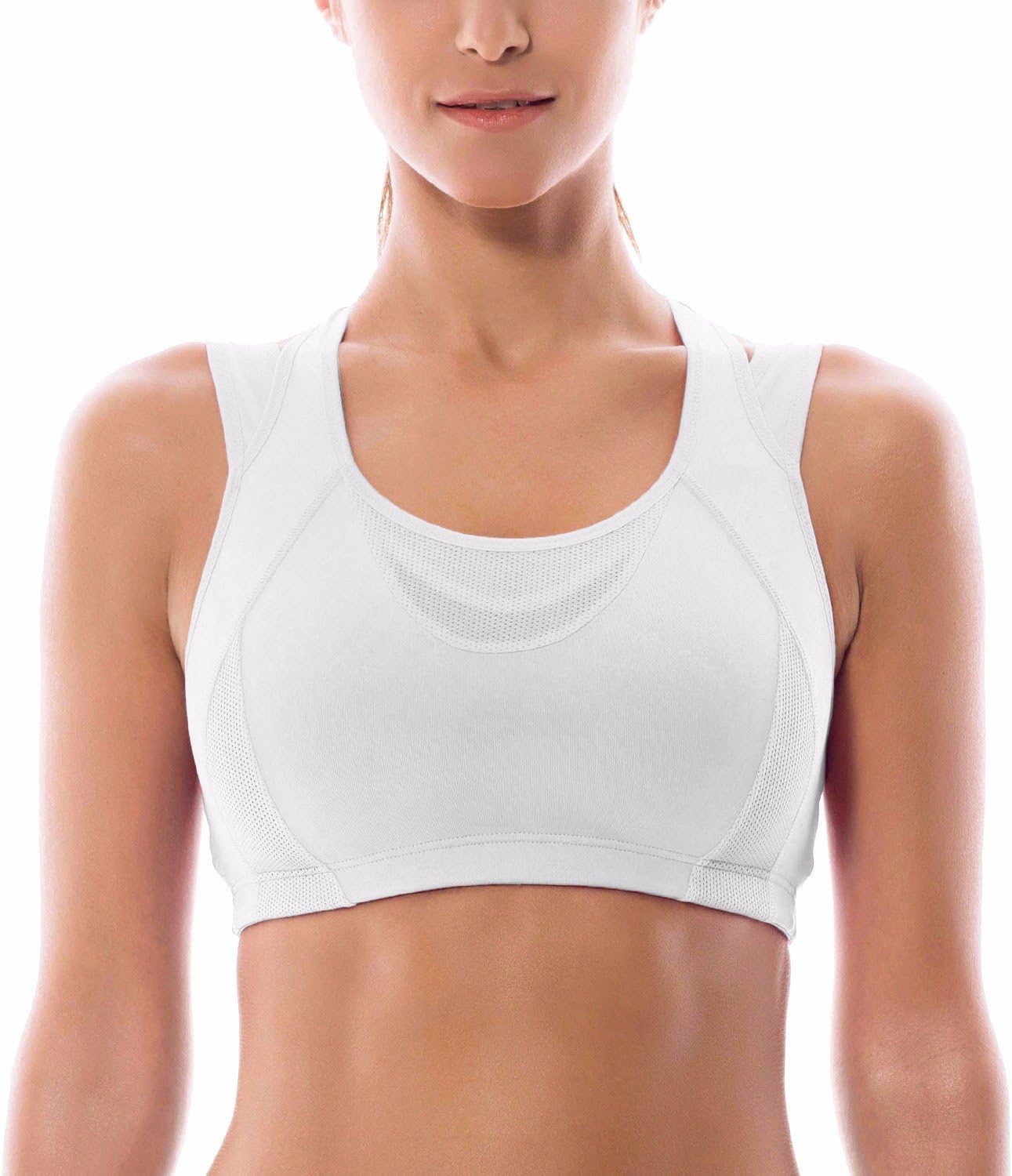 SYROKAN Sports Bras for Women High Support Mesh Full Coverage Racerback Wireless No Bounce Running Bras