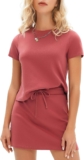 EXLURA Womens Summer 2 Piece Short Skirt Sets Short Sleeve Tshirt Matching Tennis Skort Cotton Airport Travel Vacation Outfit