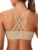 Women’s Strappy Sports Bras Light Compression Crop Criss Cross Back Padded Workout Yoga Bra Supportive U Neckline