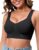 Sports Bras for Women, V-Neck Seamless Full Coverage Wireless Bra with Wide Straps, Pad-Free Workout Gym Yoga Top