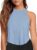 LASLULU Womens Crop Tops Sleeveless Workout Tops Halter Neck Flowy Athletic Shirts Cropped Tank Muscle Tank