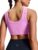 HeyNuts Ribbed Sports Bras for Women, U Back Wireless Medium Impact Workout Yoga Tops Padded with Built in Bras A-D Cups