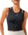 RUNNING GIRL Sports Bras for Women High Impact Seamless Ribbed Longline High Neck Workout Crop Tank Tops Padded